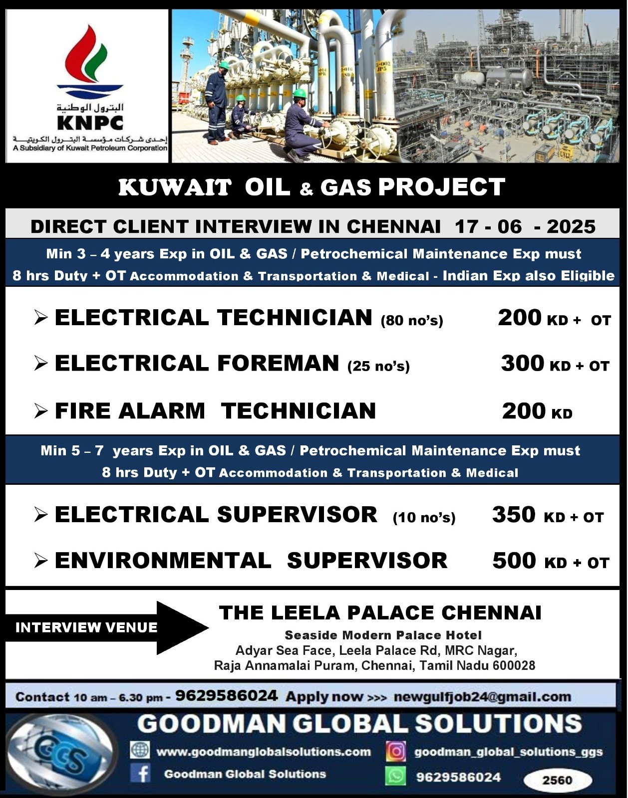 KUWAIT OIL & GAS PROJECT  |  DIRECT CLIENT INTERVIEW IN CHENNAI  17/6/2025