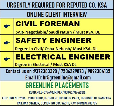 URGENTLY REQUIRED FOR REPUTED CO.KSA