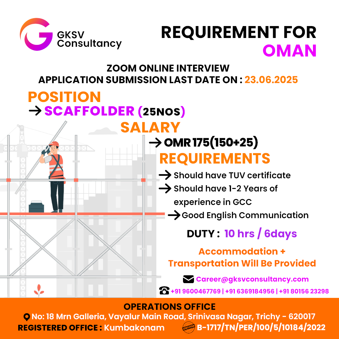 Urgent Hiring for Oman
