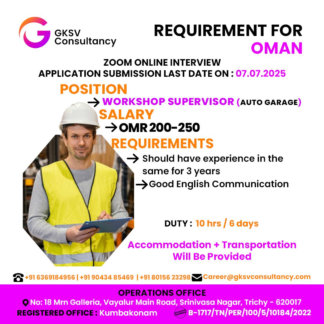 Urgent Hiring for Oman
