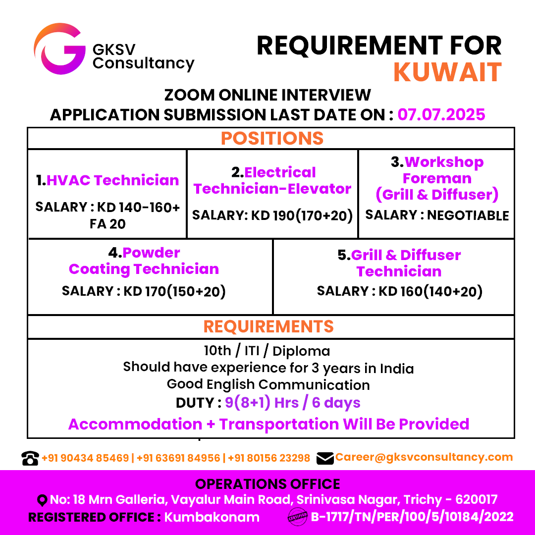 Urgent Hiring for Kuwait