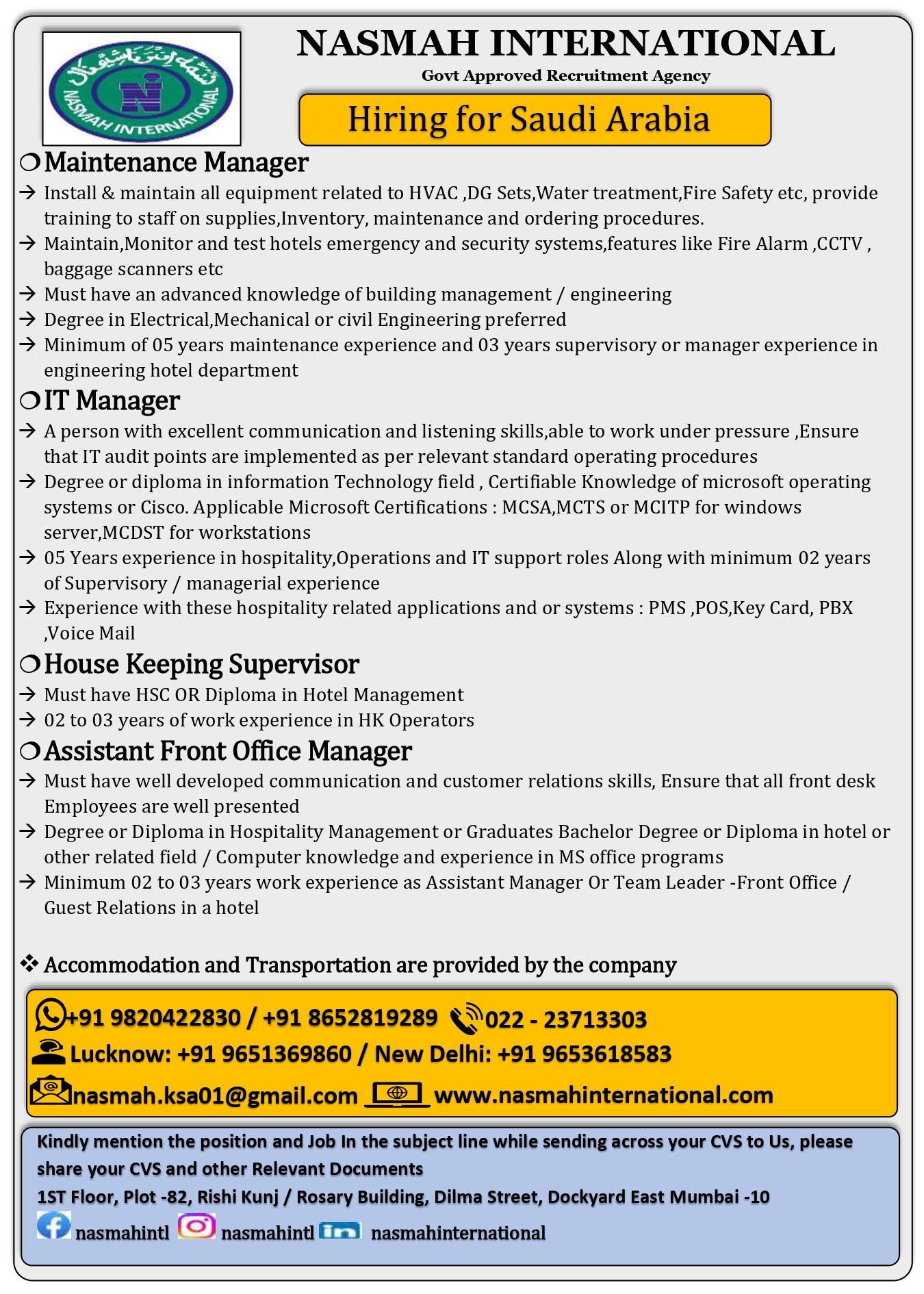 1-OPERATIONS & MAINTENANCE MANAGER / 2-ASSET MANAGEMENT MANAGER / 3-UPS AFTER-SALES / MAINTENANCE TECHNICIAN