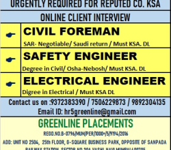 URGENTLY REQUIRED FOR REPUTED CO.KSA