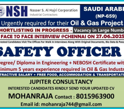 REQUIREMENTS FOR “NSH” – SAUDI ARABIA        DIRECT CLIENT INTERVIEW ON  27 – JUNE – 2025 (FRIDAY) AT CHENNAI