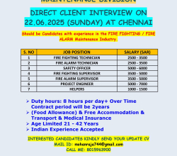 REQUIREMENTS FOR SAUDI ARABIA – MAINTENANCE DIVISION