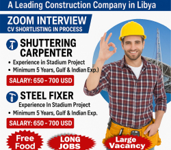 🚨 WE’RE HIRING – LIBYA 🚨 A Leading Construction Company in Libya is looking for skilled workers!